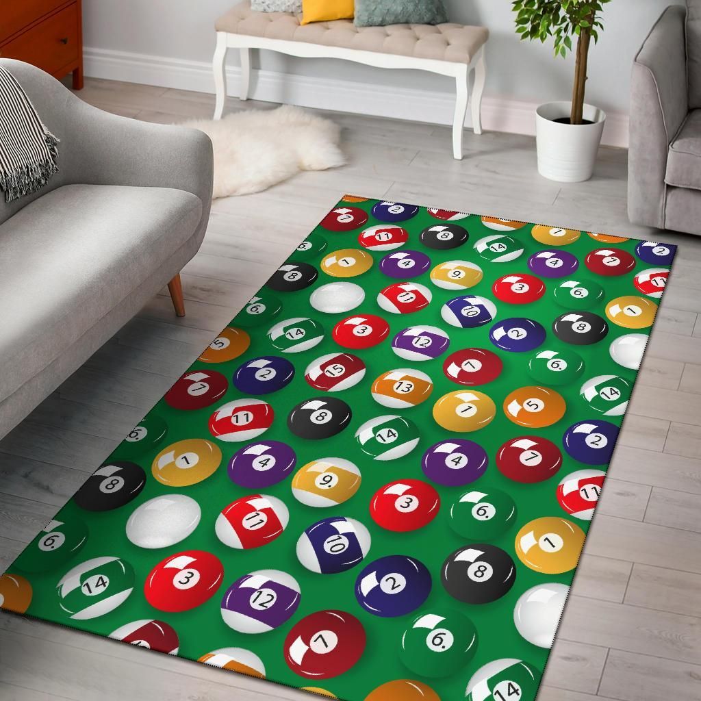 Billiard Ball On Green Table Area Rug Home Decor - YMW Shop
